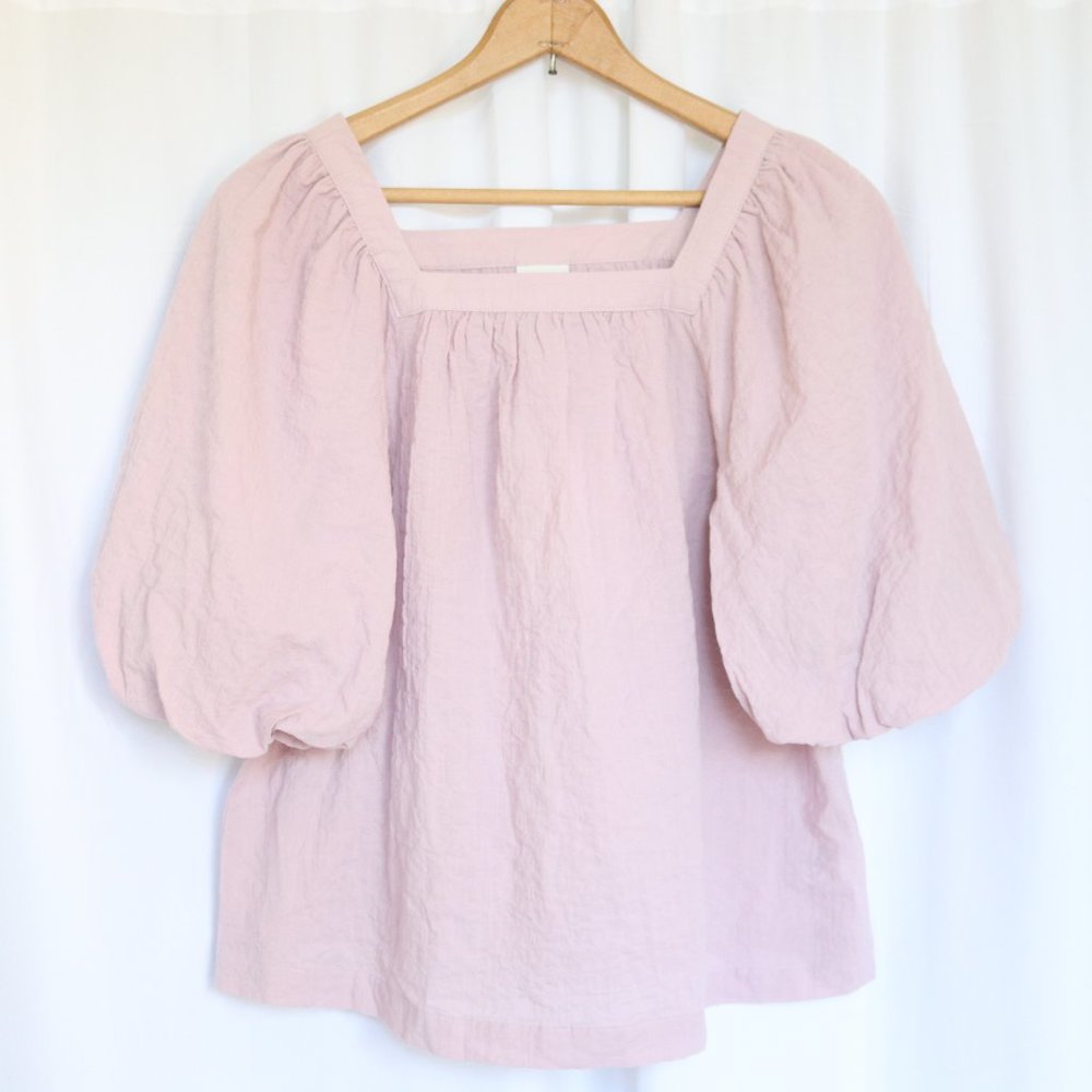 A New Day | Romantic Boho Linen Puff Balloon Short Sleeve Square Neck Summer Top